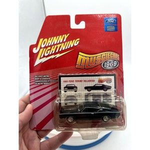 Rare '69 Ford Torino Talladega Black Real Wheels Johnny Lightning Muscle Car New
